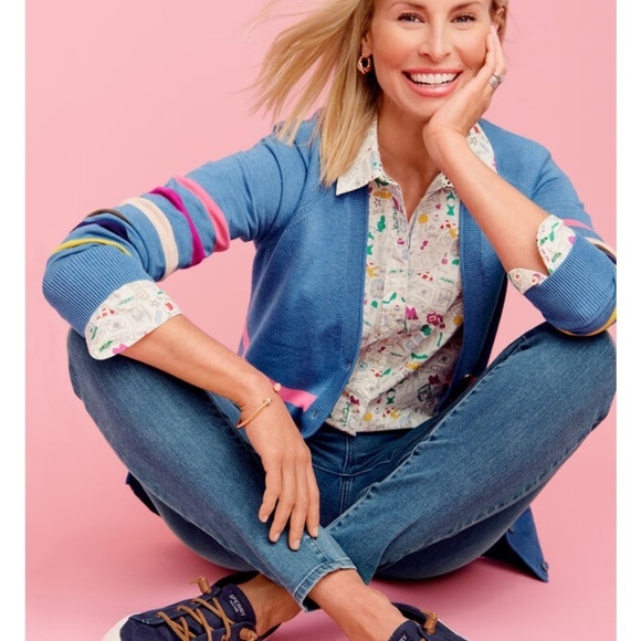 NYC DOODLE COTTON BUTTON FRONT SHIRT Talbots Plus Size XL Petite - Picture 2 of 16